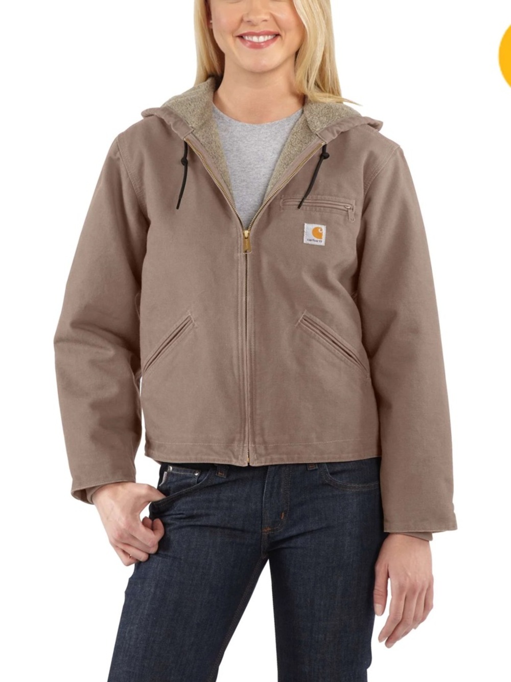 Carhartt Sandstone Sherpa-Lined Sierra Jacket - Duck Canvas Work Utility Coat